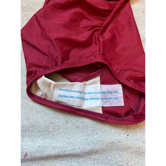 Merona Swimsuit Swimwear Women's Small Wine Red One Piece Boho Swimsuit - Picture 5 of 7